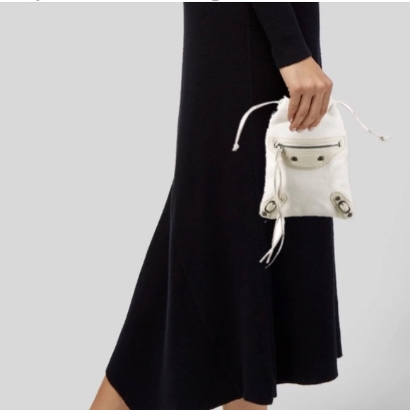 Balenciaga Paris Motorcross Drawstring New Off White Leather trim Pouch - Picture 2 of 7